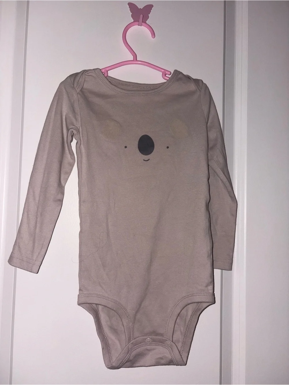 Carter's Taupe Long-Sleeve Koala One-Piece Bodysuit